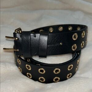 All Saints Black Belt with Gold Eyelets